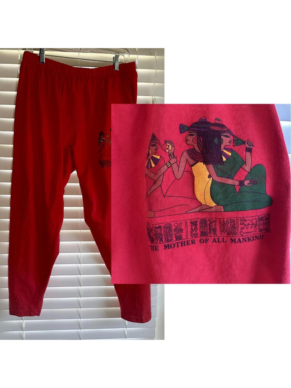 Red Graphic Sweatpants Mother of All Mankind Statement Streetwear Unisex Size L